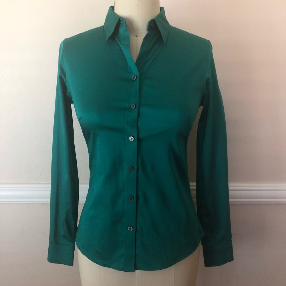 BANANA REPUBLIC GREEN DRESS SHIRT WOMENS SIZE 2